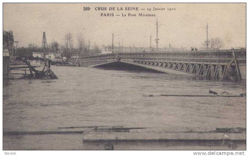 PARIS 15 - Crue De La Seine (Janvier 1910) : Le Pont Mirabeau - District 15