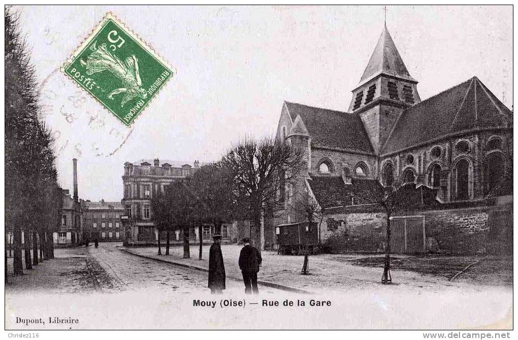 60 MOUY Rue De La Gare   Beau Plan Animé  1908 - Mouy
