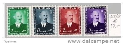 Spez139/- NORWEGEN -  Mi. 315/18*, 1946, König Hakoon, Dauermarken/devinitives - Unused Stamps