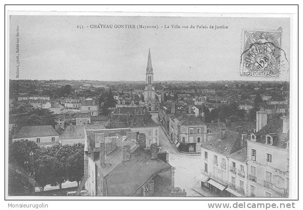 53 )FL) CHATEAU GONTIER, La Ville Vue Du Palais De Justice, N° 653 Photo Malicot - Chateau Gontier