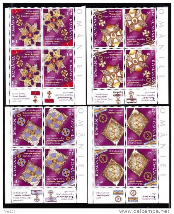 Orders Medals Decoration,tete-beche Labels,2006 Romania,MNH. - Neufs