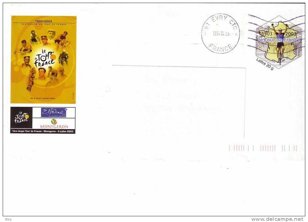 PAP TSC Centenaire Du TOUR DE FRANCE MONTGERON Et Département De L'ESSONNE Ayant Voyagé - Prêts-à-poster:Stamped On Demand & Semi-official Overprinting (1995-...)