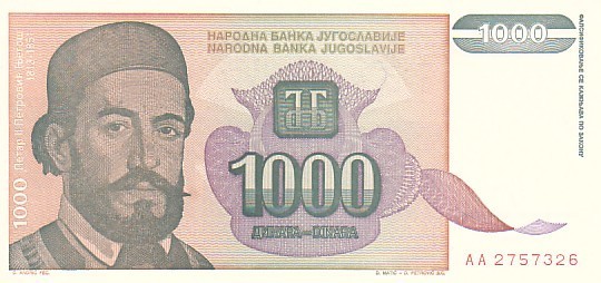 YOUGOSLAVIE   1 000 Dinara Daté De 1994   Pick 140a   *****BILLET  NEUF***** - Jugoslavia
