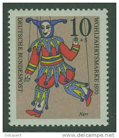 Deutschland Germany 1970 Mi 650 Sc B463 ** "Jester" / Narr - Puppet / Marionetten Der Puppentheatersammlung München - Puppets