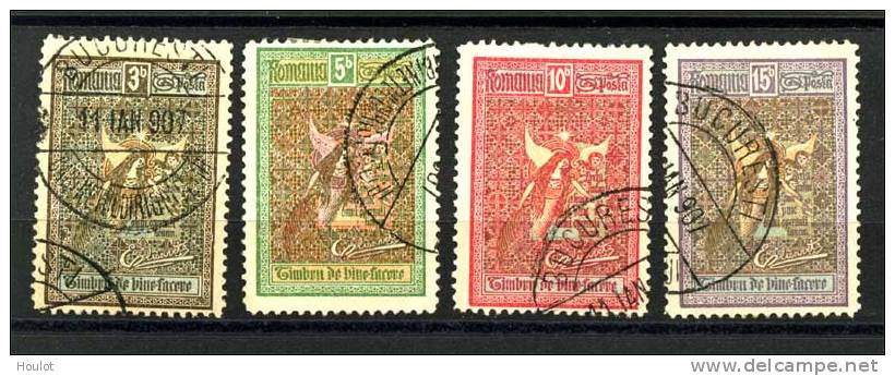 Rumänien Mi.N° 173/76 Gestempelt,  Wohlfahrtsausgabe Von 1906 Engel, Im Hintergrund Ornament - Used Stamps