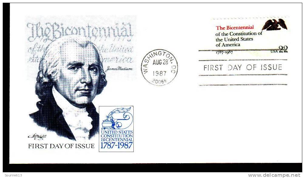 Fdc Usa 1987 Indépendance USA 1787 Constitution The Bicentennial James Madison - Unabhängigkeit USA