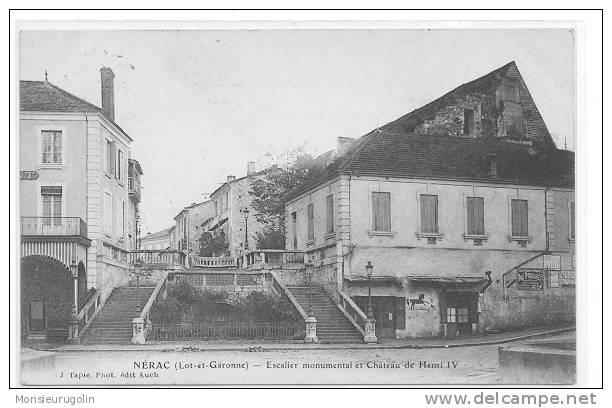 47 )FL) NERAC, Escalier Monumental Et Chateau De Henri IV, J Tapie édit, - Nerac