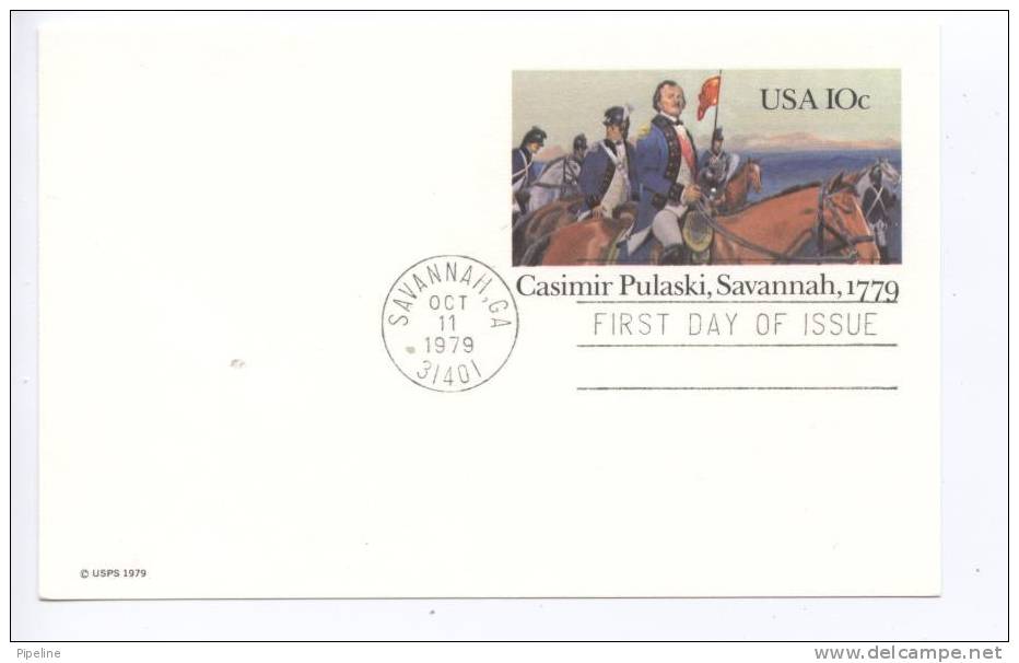 USA Postal Stationery FDC Casimir Pulaski Savannah 1779 11-10-1979 - 1981-00