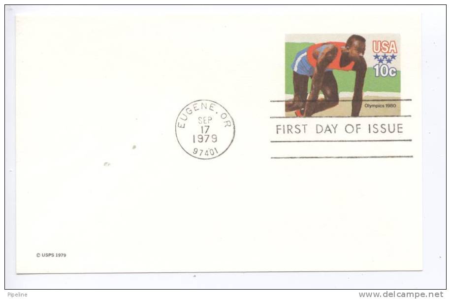 USA Postal Stationery FDC Olympics 1980 17-9-1979 - 1981-00