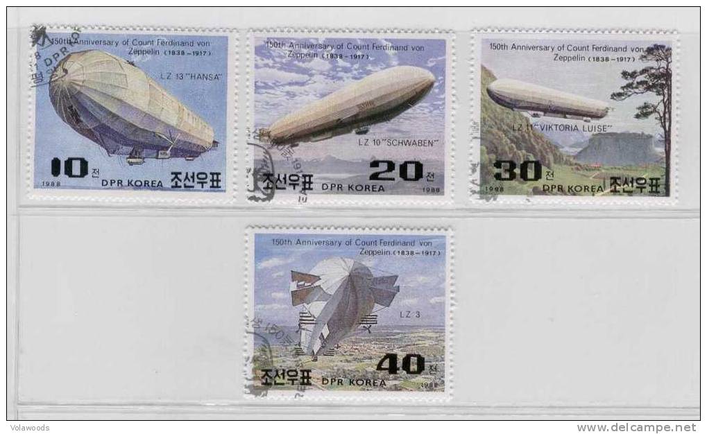 Corea Del Nord - Serie Completa Usata: 150 Anniversario Del Conte Zeppelin - Zeppelines