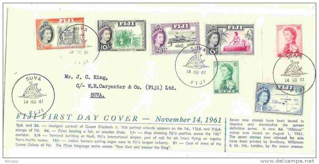 Fiji-1961 QE II Definitive (14 November) FDC - Fiji (1970-...)