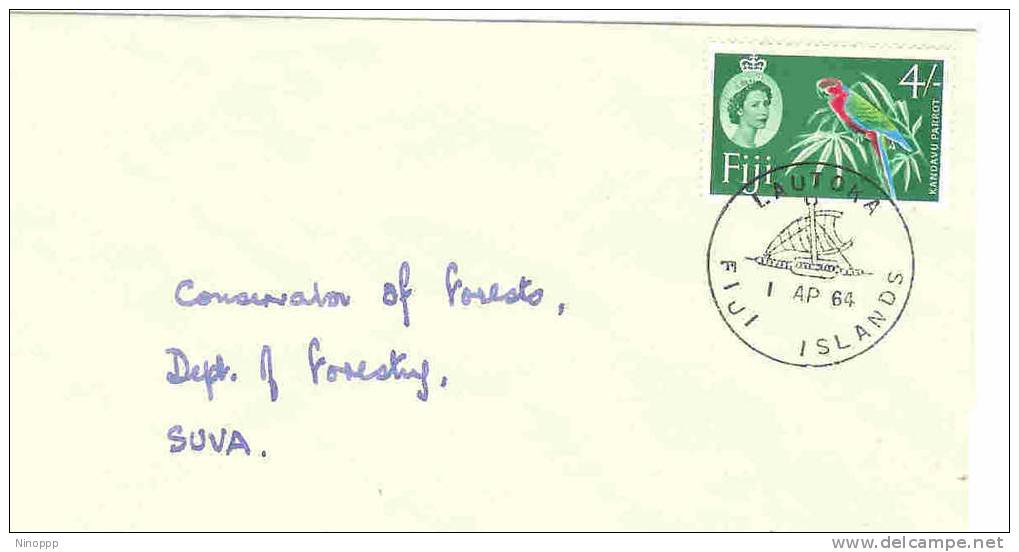 Fiji-1964 QE II Definitives 4 Sh Parrot  FDC - Fiji (1970-...)