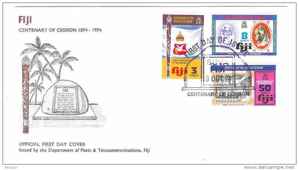 Fiji-1974 Centenary Of Cession  FDC - Fiji (1970-...)