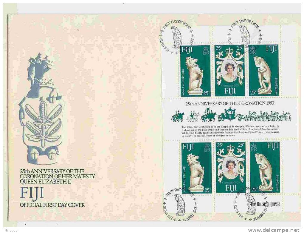 Fiji-1978 25th Anniversary Coronation Mini Sheet FDC - Fiji (1970-...)