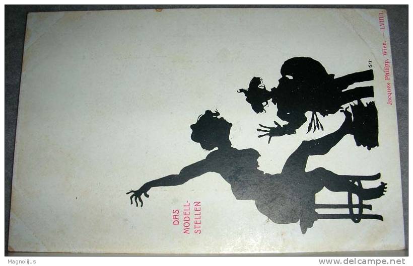 Art,Silhouettes,Modell-Stellen,Painter,Women,Illustrators,Signatured,vintage Postcard - Silhouettes