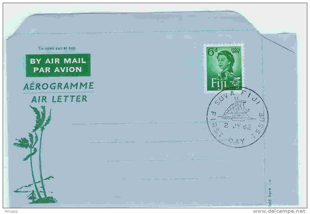 Fiji-1962 QE II  6d Aerogramme First Day Of Issue - Fidji (1970-...)