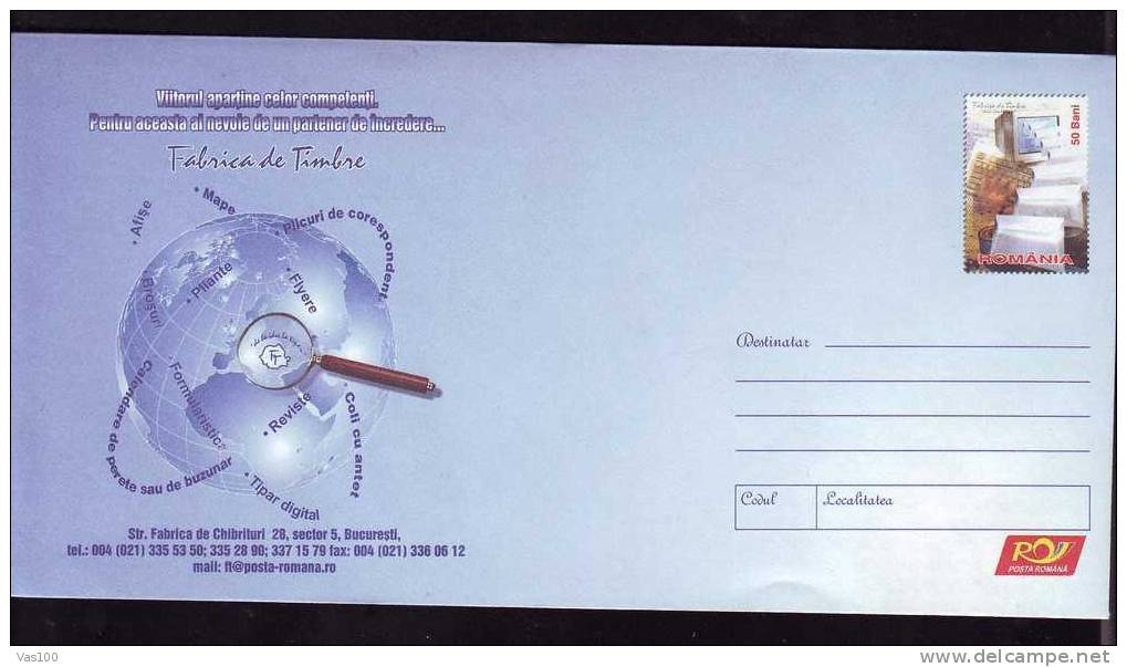 IMPRINTED POSTAGE COMPUTER COVER Stationery,2006 Romania - Computers