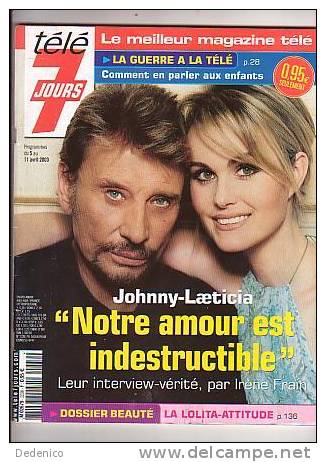 J.HALLYDAY :  TELE 7 JOURS  . AVRIL 2003 - People