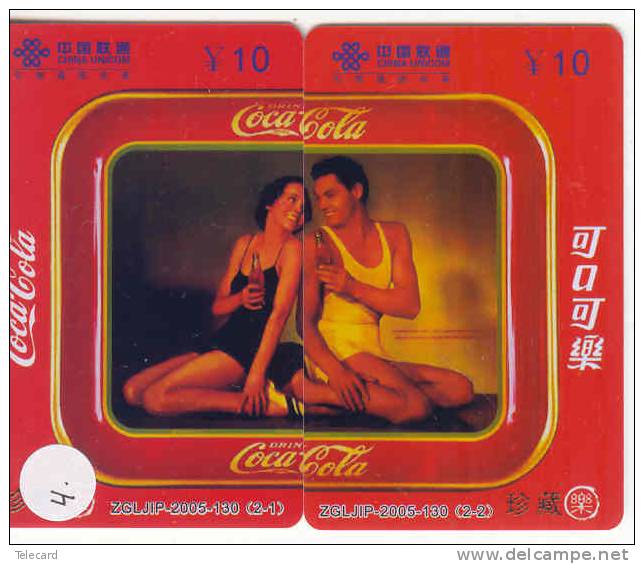 2 Telefonkarten COCA COLA  Puzzle (4) Puzzle Of 2 Phonecards Telecartes - Werbung