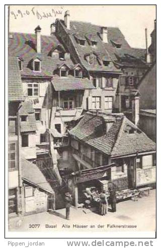 SUISSE * Basel  Alte Hauser An Der Falknerstrasse * Belle CPA Animée, 1908 - Bâle