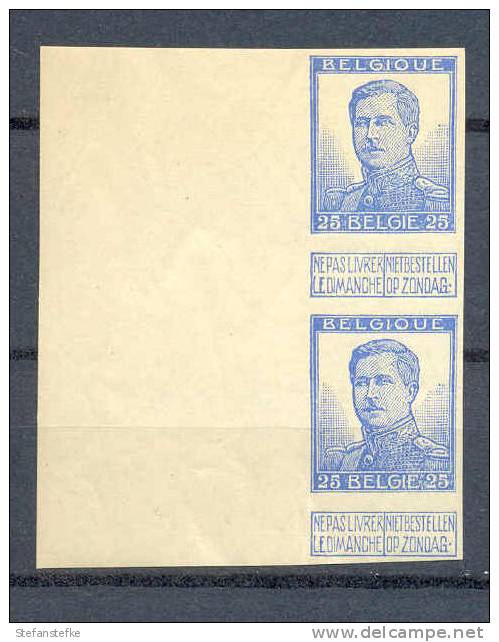 Belgie Ocb Nr : 125  ** In Paar Ongetand Postfris ,mooie Gom , - 1911-1930