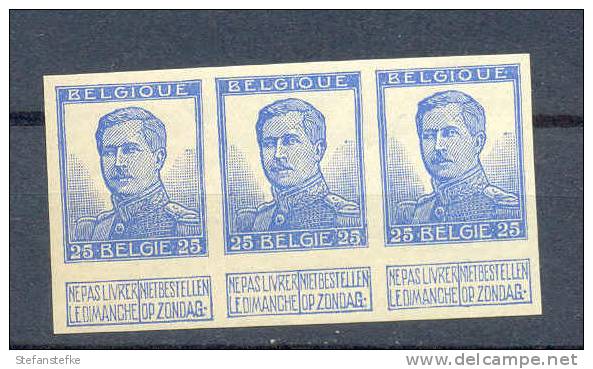 Belgie Ocb Nr : 125  ** In Strip Ongetand Postfris ,mooie Gom , - 1911-1930