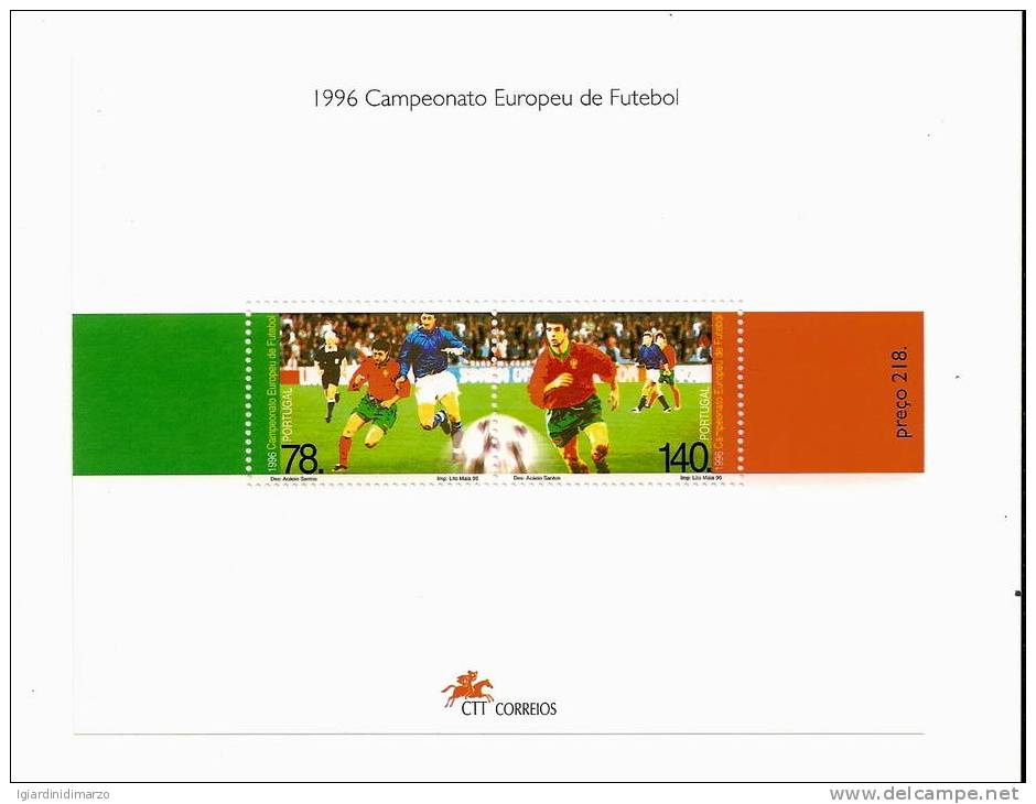 PORTOGALLO - 1996 BF NUOVO STL DEDICATO AI CAMPIONATI EUROPEI DI CALCIO - IN OTTIME CONDIZIONI - DC1207. - Championnat D'Europe (UEFA)
