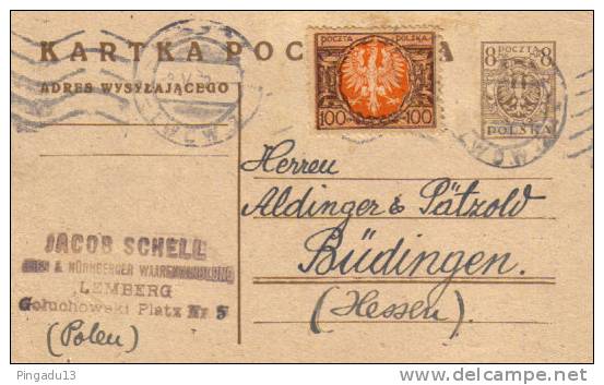 Entier Postal Avec Complément Affranchissement Pour Büdingen Hessen Allemagne 8 Mai 1922 - Cartas & Documentos