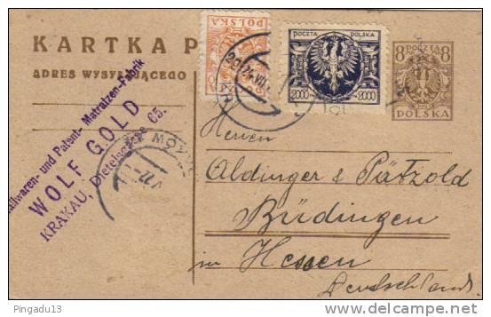 Entier Postal Avec Complément Affranchissement Pour Büdingen Hessen Allemagne 8 Mai 1922 - Storia Postale