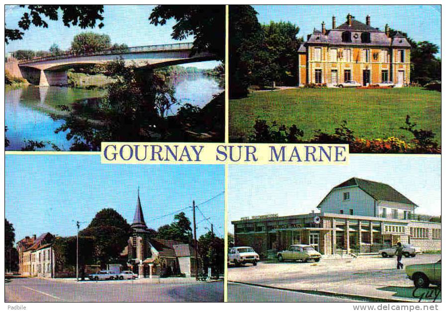 Carte Postale 93. Gournay-sur-Marne La Poste La Mairie L'église  Le Pont  Trés  Beau Plan - Gournay Sur Marne