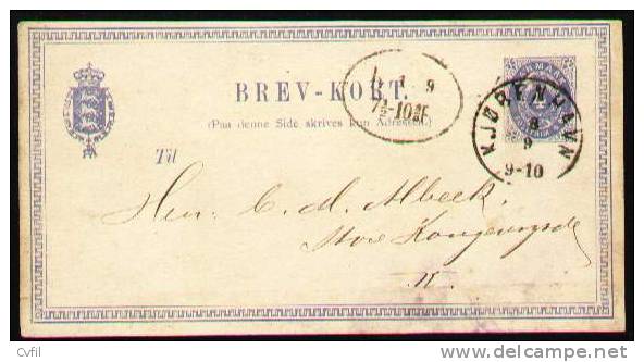 DENMARK 1879 - ENTIRE P.C. Of 4 øre, Within KJØBENHAVN - Postal Stationery