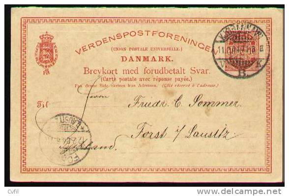 DENMARK 1904 - ENTIRE DOUBLE P.C. Of 10 øre + 10 øre To Germany - Entiers Postaux