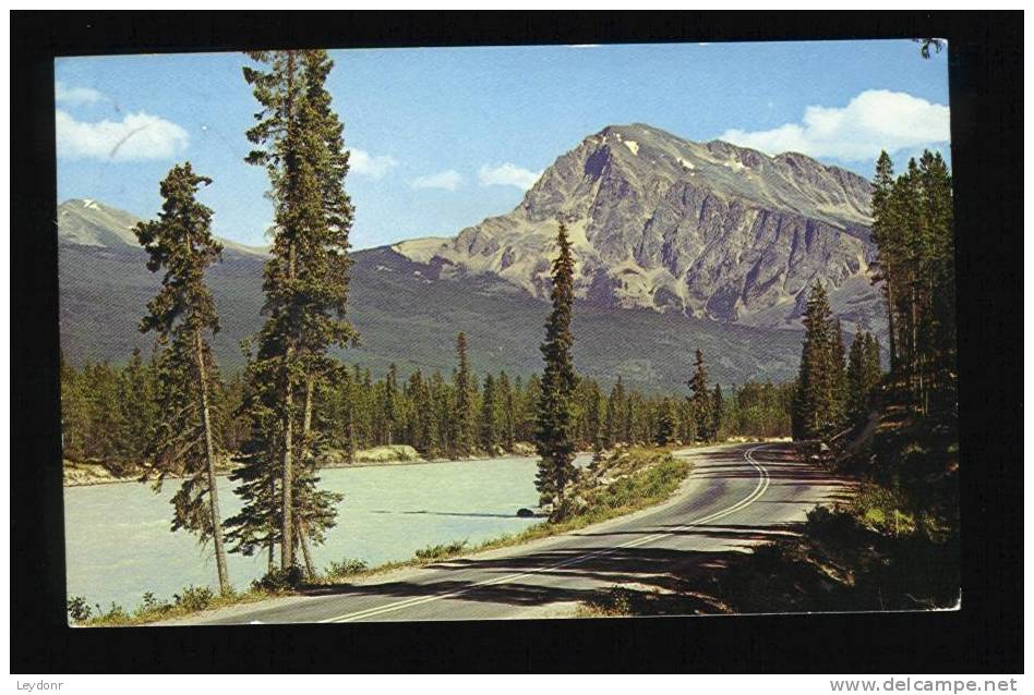 Mount Hardisty And The Athabasca River Along The Jasper-Banff Highway.  Alberta, Canada - Banff