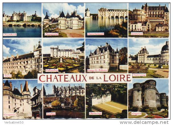 CHATEAUX DE VAL DE LOIRE..MULTIVUES 12 PLANS...BORDS CRANTES..EDIT.VALOIRE A BLOIS - Pays De La Loire