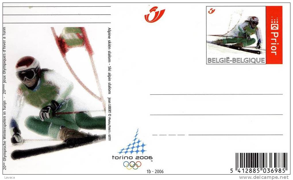 Carte Entier Postale Neuve BELGIQUE J.O. TURIN épreuve De Descente - Invierno 2006: Turín