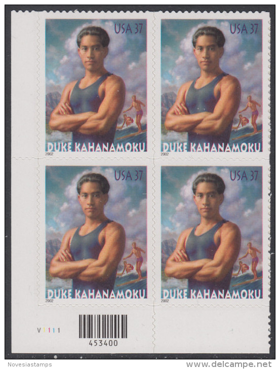 !a! USA Sc# 3660 MNH PLATEBLOCK (LL/V1111/a) - Duke Kahanamoku - Neufs