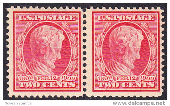 !a! USA Sc# 0367 MNH Horiz.PAIR -Abraham Lincoln, Centenary Of Birth - Unused Stamps