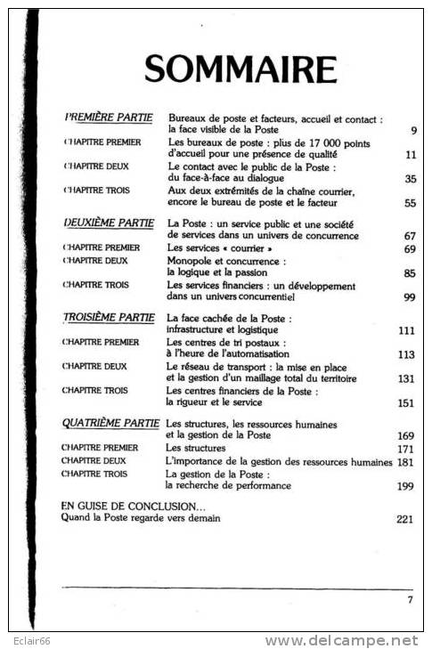 LA POSTE  Aujourd'hui Et Demain    Service  Public  Et Tous Les Enjeux  Année 1989 LIRE LE SOMMAIRE - Right