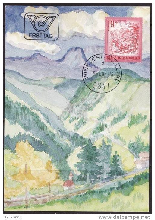 AUSTRIA 1983 Das Astental In Kärnten. Aquarel Von K. Lüneburg Ersttagstempel Mit 9 Sh. Astental - Maximumkarten (MC)