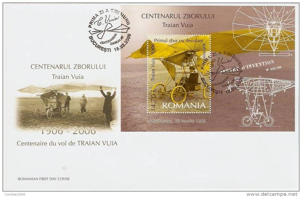 Romania 2006 FDC / 100 Years First Flight Of Traian Vuia / 2 Fdc - FDC