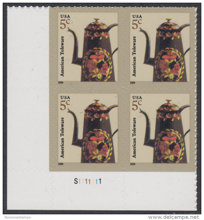 !a! USA Sc# 3756 MNH PLATEBLOCK (LL/S1111111/a) - American Toleware - Ungebraucht