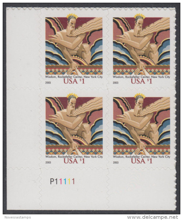 !a! USA Sc# 3766 MNH PLATEBLOCK (LL/P11111) - Wisdom - Unused Stamps