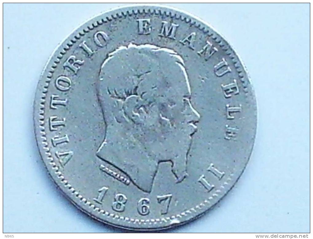 REGNO D´ ITALIA - VITTORIO EMANUELE II - ANNO 1867 M  - 1 LIRA STEMMA - 1900-1946 : Victor Emmanuel III & Umberto II