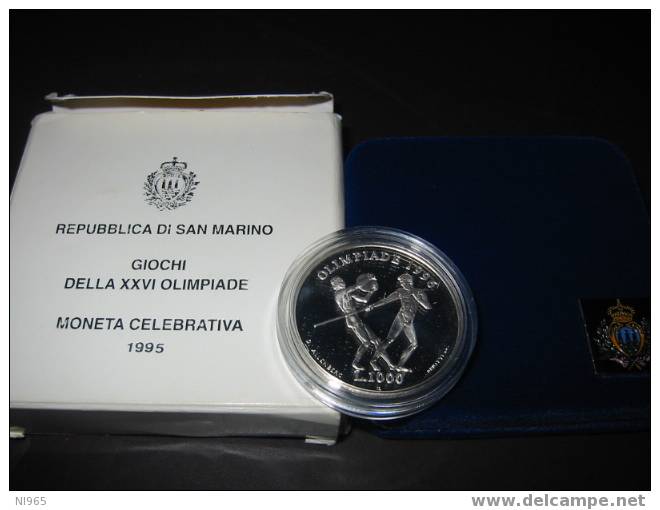 SAN MARINO - ANNO 1995 - LIRE  1000 AG - PRE OLIMPICA ATLANTA - San Marino