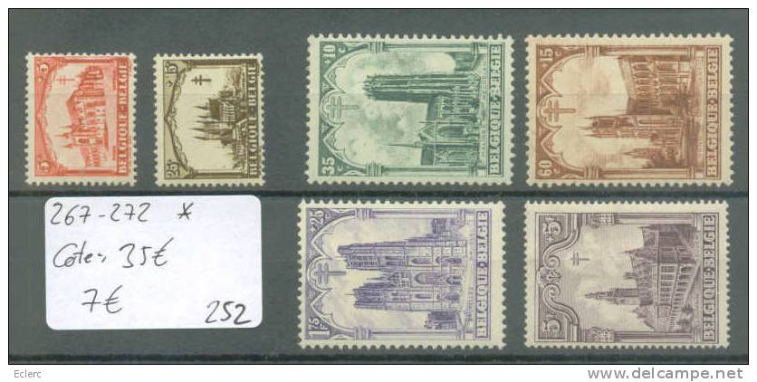 BELGIQUE  No COB 267-272 *  ( Avec Charnière )          Cote : 35 € - Neufs