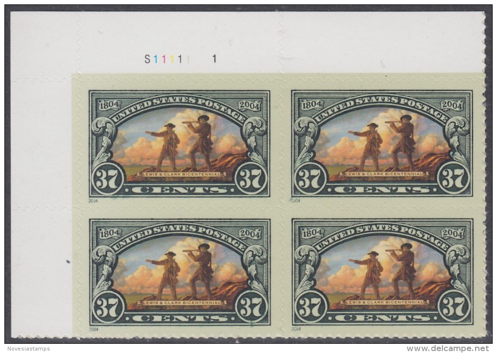 !a! USA Sc# 3854 MNH PLATEBLOCK (UL/S11111-1) - Lewis & Clark Expedition - Nuevos