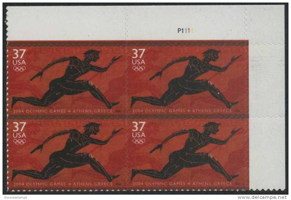 !a! USA Sc# 3863 MNH PLATEBLOCK (UR/P1111/a) - 2004 Summer Olympic Games Athens - Neufs