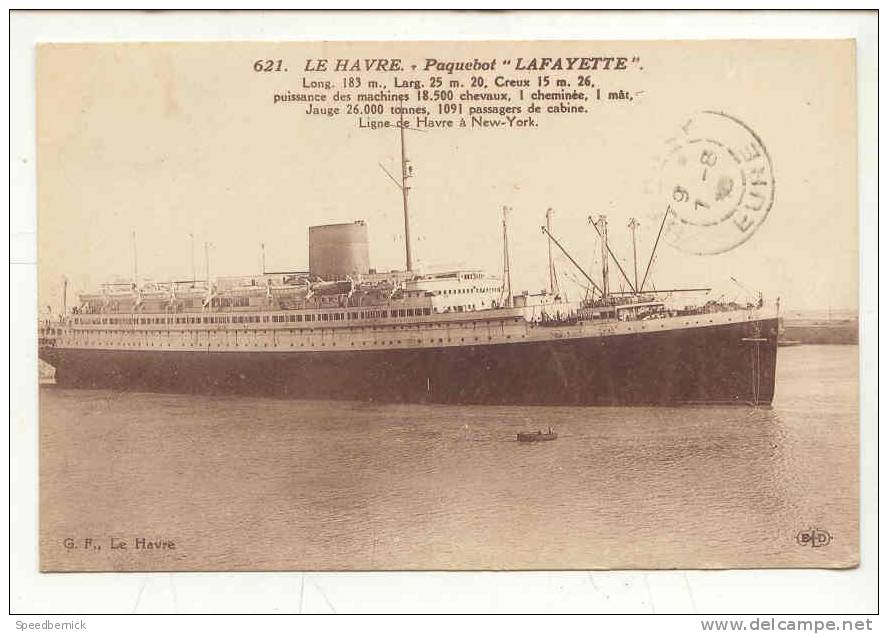 9579 Le Havre Paquebot Lafayette . 621 GF ELD - Paquebots