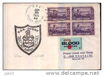 Jolie Lettre USA Pour Allemagne Obl Navale Bateau USS Dewey CAD 28-01-75 - Sobres De Eventos