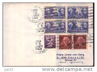 Jolie Lettre USA Pour Allemagne Obl Navale Bateau USS ??? Marion CAD 05-02-75 Affranchissement Composé - Schmuck-FDC